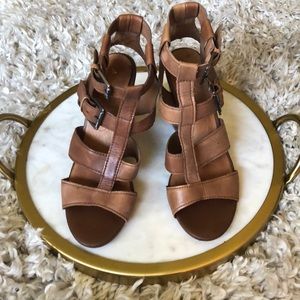 Caged tan heels